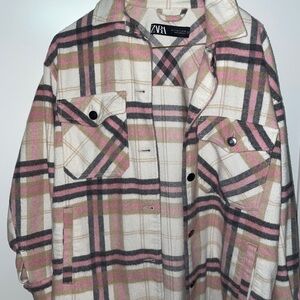 Zara Women's Pink Plaid Jacket